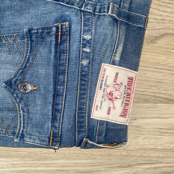 ❗️AUTHENTIC TRUE RELIGION SKINNY FLAP ORANGE JEANS❗️ - Picture 6 of 8